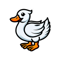 Playful Cartoon Duck Illustration with Bold Design on White Background