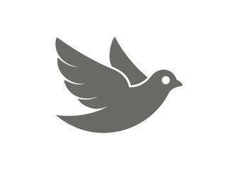 Obraz premium Dove of Peace: A minimalist monochrome illustration of a dove in mid-flight, symbolizing peace, harmony, and spiritual freedom.