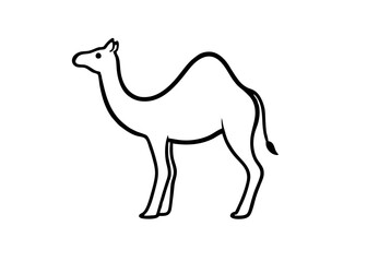 Camel Silhouette: A minimalist silhouette of a majestic camel, expertly drawn against a simple backdrop, embodying the grace and resilience of desert wildlife.