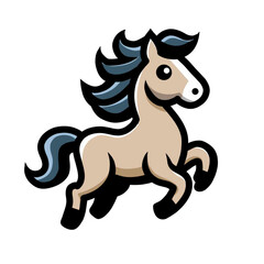 Vector Illustration of a Stylized Cartoon Horse with Dynamic Features on a White Background for Icon, Logo, or Sticker Use