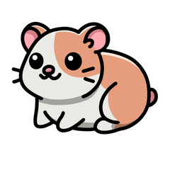 Vector Illustration of a Cartoon Guinea Pig with a Playful Design on a White Background for Icon, Logo, or Sticker