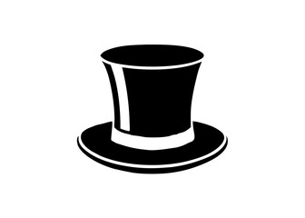 Black Top Hat Silhouette: A timeless black top hat stands alone, its elegant silhouette rendered in striking monochrome, evoking a sense of classic style and mystery.