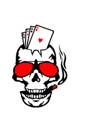 tete de mort carte poker as carre lunette soleil cigare fume