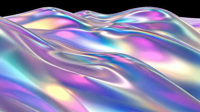 Vivid iridescent waves flowing seamlessly creating hypnotic abstract patterns in mesmerizing multicolored liquid animation