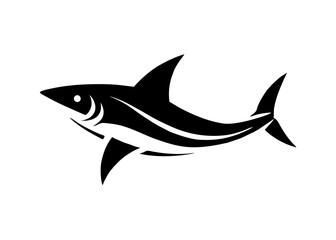 Obraz premium Ocean's Silhouette: A sleek, monochromatic illustration of a shark gliding through the ocean's depths.