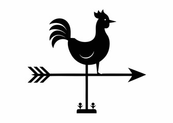 Weather Vane Silhouette: A classic weather vane silhouette featuring a rooster perched atop an arrow, indicating the direction of the wind.