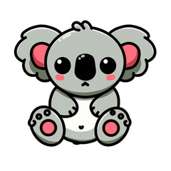 Vector Illustration of a Cute Cartoon Koala on White Background for Icon, Logo, or Sticker