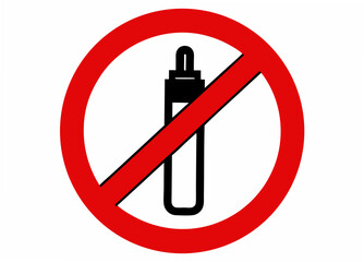 No vaping sign: An illustrative depiction of the universal "no" symbol, a red circle and slash, imposed over an e-cigarette, conveying a clear message of prohibition.