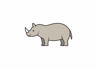 Single Rhinoceros Illustration: A minimalist illustration showcasing a rhinoceros in a simple, clean style, focusing on its unique form.