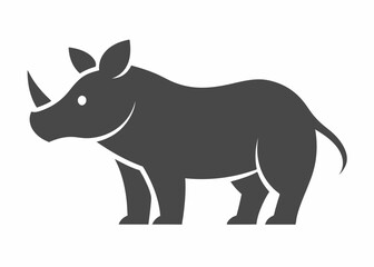 Fototapeta premium Rhino Silhouette: A majestic rhinoceros stands proudly in a detailed silhouette, its horn and robust form vividly depicted against the backdrop.