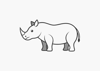 Obraz premium Minimalist Rhinoceros: A simplified line drawing of a rhinoceros stands out against the background, offering a sleek and modern perspective on wildlife illustration.