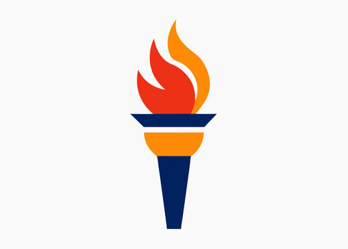 Ignited Torch Icon: A brightly illustrated icon featuring a torch with vibrant flames, symbolizing illumination, inspiration, and guidance.