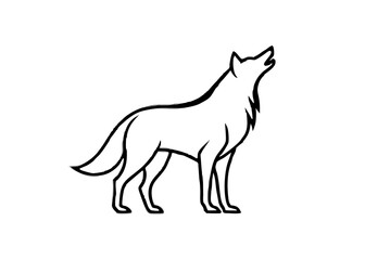 Wolf's Echo: A solitary wolf lifts its head toward the sky, captured in a minimalist silhouette, embodying the raw wildness and mysterious nature.