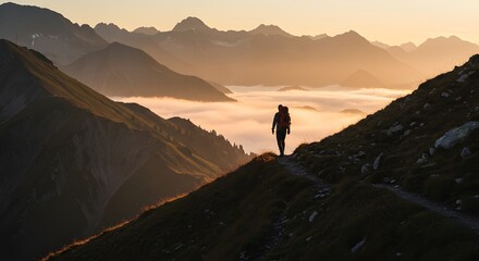 Tranquil Morning Hike in the Snow-Capped Alps