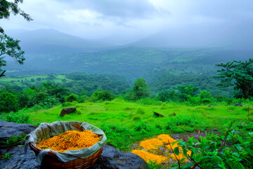 Amidst the scenic beauty of Lonavala, a Marathi girl indulges in hot and crispy bhajiyas, her taste buds tingling