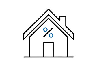 Fototapeta premium This vector illustration displays a real estate icon, a simple home icon with a house, representing property and the concept of a homepage button for a real estate website design 