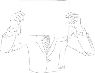 Pencil doodle vector depicting hand with a piece of paper