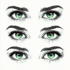 Fototapeta premium Green Iris Eyes Black and White Illustration Minimalist Design