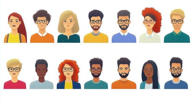 Diverse Faceless Avatar Icons in Minimalist Flat Design Grid - Powered by Adobe