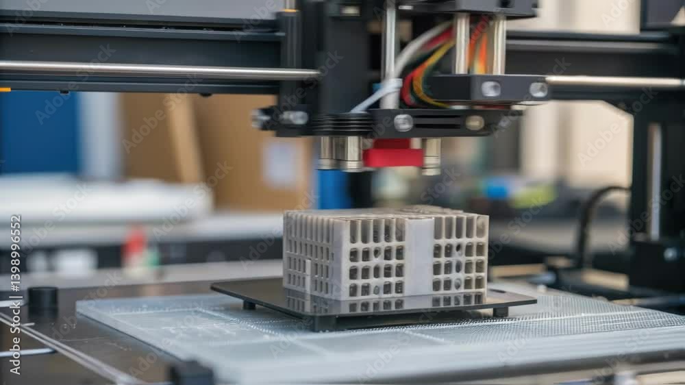 Poster A medium closeup of a 3D printer creating components for the terminal showcasing innovative construction ods that streamline the building process.