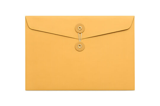 Isolated manila envelope with string closure, office supply stationery on transparent background PNG