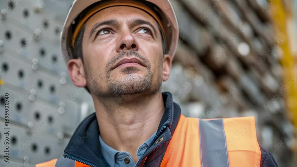 Poster Closeup of a workers face focused and determined juxtaposed against a backdrop of partially assembled modules capturing the dedication and concentration required in the job.