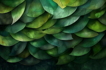 This image showcases a stunning array of layered green leaves, creating a sense of depth and natural beauty ideal for backgrounds or nature-related themes.