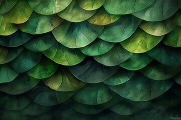 Obraz premium This image showcases a vibrant collection of overlapping green leaves, emphasizing nature's beauty with a focus on texture, pattern, and soothing color variations.