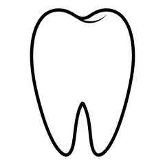 Black Line Drawing of a Tooth Minimalist Dental Vector for Medical and Educational Use