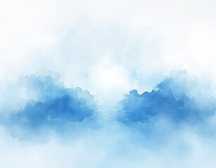 Abstract Watercolor Background in Pastel Blue and White with Soft Lighting for Artistic Design