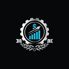 Business finance logo design template. Vector illustration. Abstract icon of graph, bar chart and scale. Law Firm Logo. Lawyer, Attorney, Legal, Lawyer Company Sign.