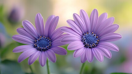 Fototapeta premium Beautiful Purple Flowers Blooming Together in Nature's Garden