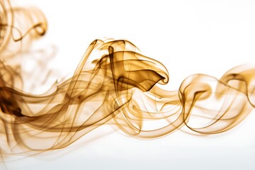 Gleaming Golden Haze smoke Isolated White Backdrop
