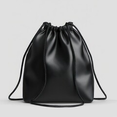 Sleek Black Drawstring Bag Mockup for Lifestyle Use Gift Camping School Sports Packing