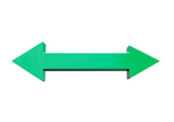 Green directional arrows pointing left and right isolated on transparent background