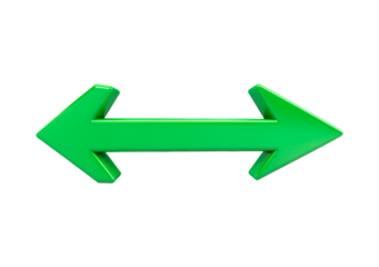 Green directional arrows pointing left and right isolated on transparent background
