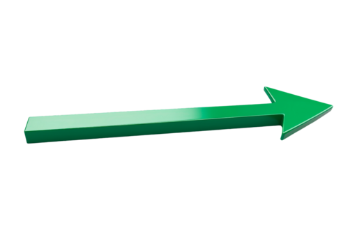 Green arrow in minimalist design isolated on transparent background