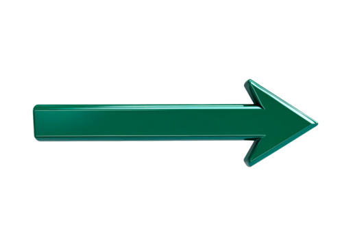 Green arrow isolated on transparent background - Powered by Adobe