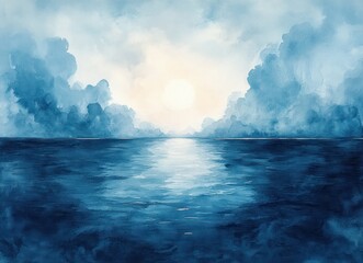 Fototapeta premium Abstract Soft Blue Watercolor Background with Gentle Texture and Gradient