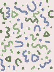 vector de distintas figuras de colores azul y verde en patrón 