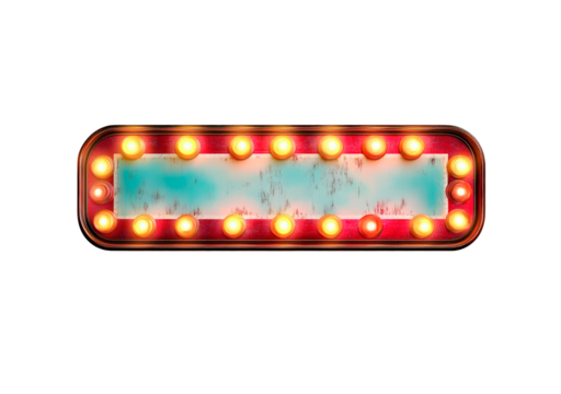 Retro marquee light sign frame banner isolated on transparent background