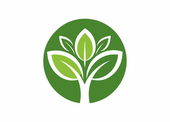 Leafy Emblem: A simple yet striking visual of a lush tree, elegantly designed within a green circle. It embodies the essence of nature, environmental consciousness, and growth.