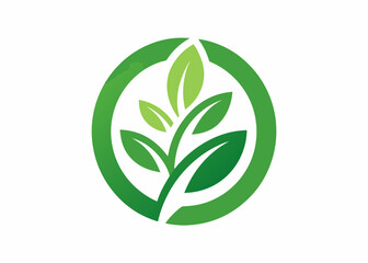 Obraz premium Eco-Friendly Symbol: A vibrant green sprout flourishes within a circular emblem, symbolizing growth, sustainability, and the natural world.