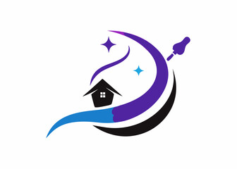 House Painting: A dynamic logo features a house and brush, conveying the concepts of renovation, improvement, and freshness. Ideal for businesses in painting, home renovation, and related industries.