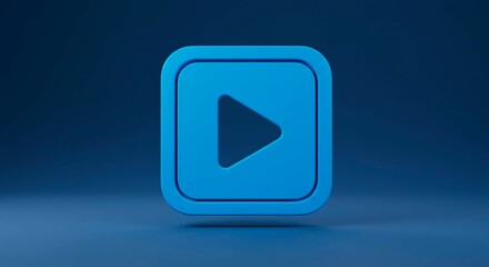 Modern Play Icon: A minimalist, stylized play icon rendered in a vibrant shade of blue, positioned centrally against a simple, complementary background, emphasizing clarity and visual appeal. 