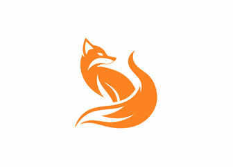 Obraz premium Fox Logo: A clean, minimalist design featuring a fox in a dynamic pose, showcasing its sleek form and fiery essence. This logo is versatile and ideal for representing various businesses.