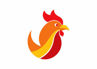 Fiery Rooster Design: A vibrant and dynamic rooster illustration, crafted with warm hues of red and yellow, symbolizing energy and confidence.