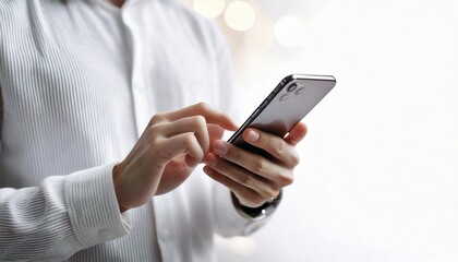 スマートフォンを操作している男性の手元