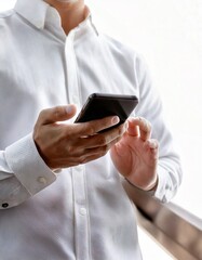 スマートフォンを操作している男性の手元