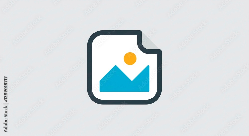 Poster File Icon Illustration: Simple and modern icon design of a file with an image, versatile for various digital and print applications, conveying concept of document and visual content.